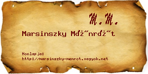 Marsinszky Ménrót névjegykártya
